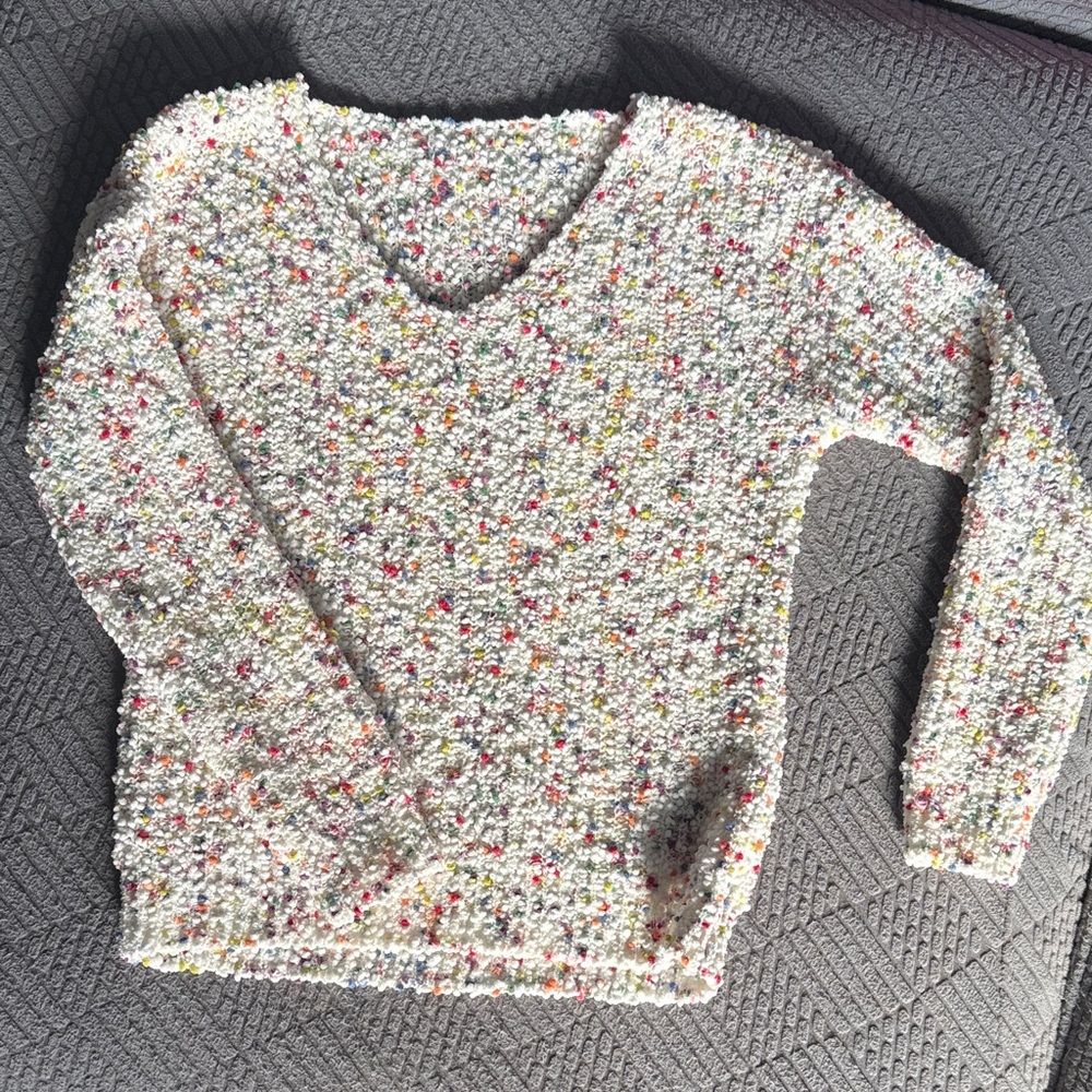SHEIN Colorful Speckled V-Neck Sweater